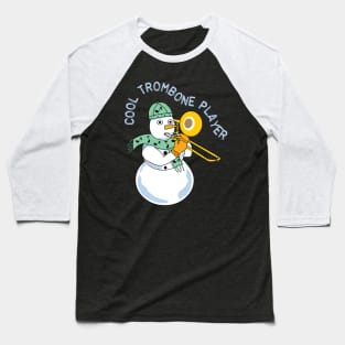 Cool Trombone Snowman Light Text Baseball T-Shirt